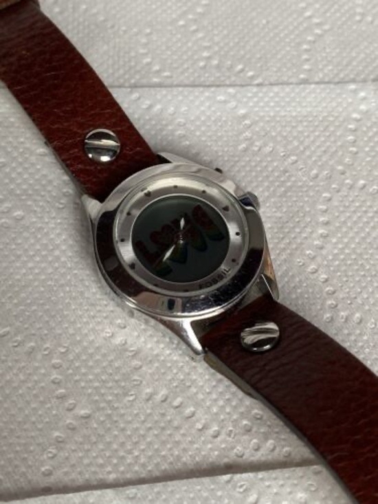 Fossil Love Women Y2K Watch Brown Original Leather Band  Model BG-2600